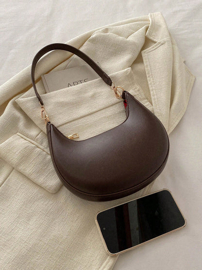 bolso café baguette para dama con medidas 21 × 19.5 × 5 cm