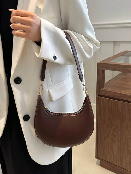 bolso café baguette para dama al hombro