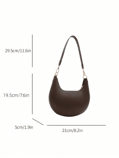 bolso café baguette para dama con medidas 21 × 19.5 × 5 cm