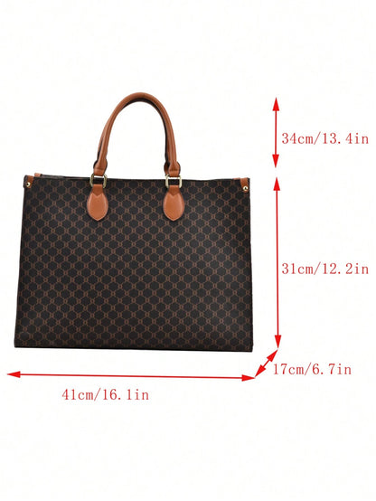 Bolso tote café para mujer con medidas de 41 cm de ancho