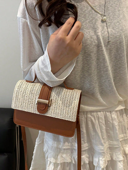 bolso de mano marrón con asa superior