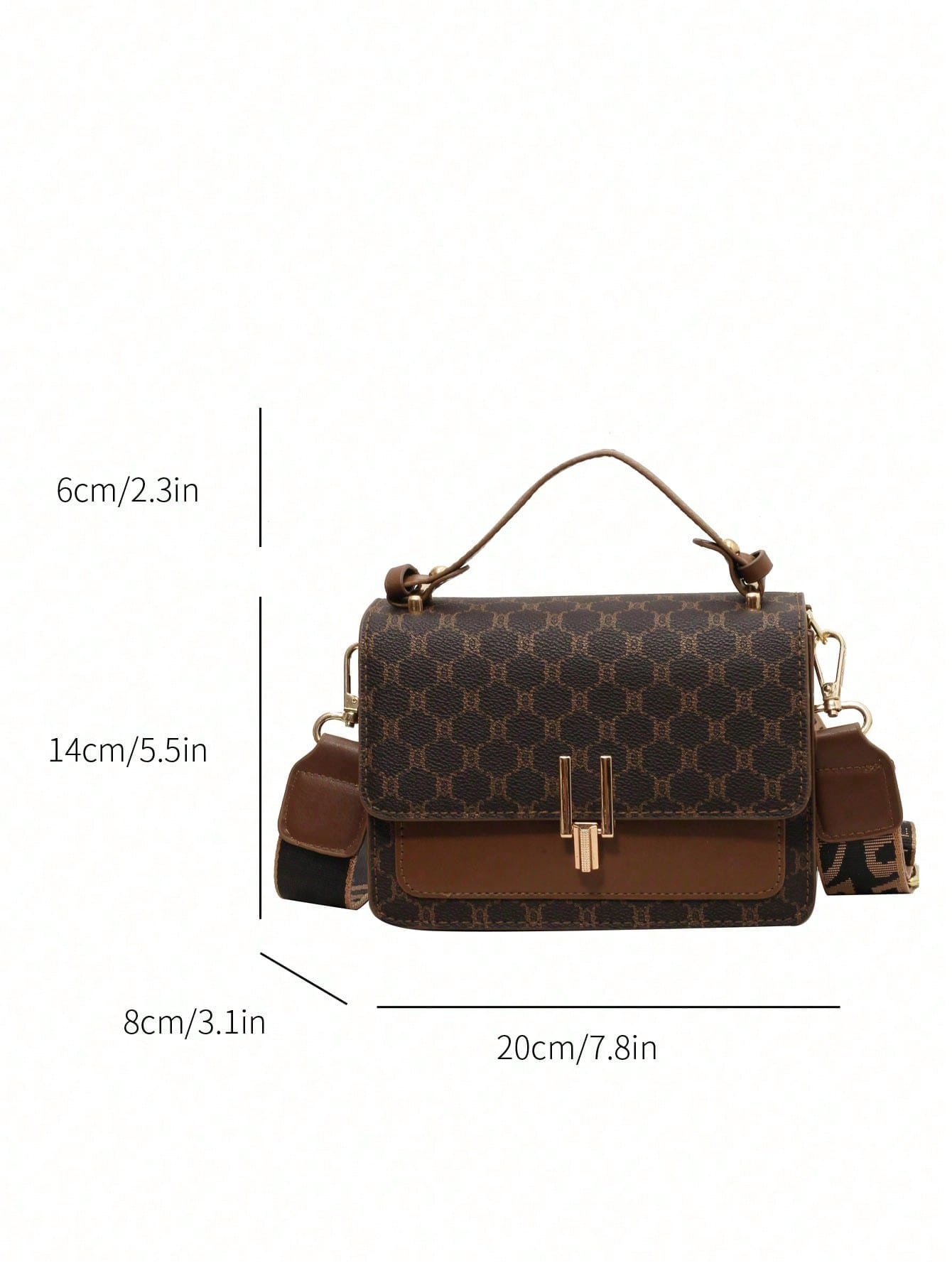 medidas del bolso marrón 20×14×8 cm