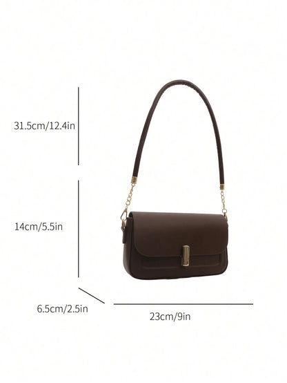 Bolso de hombro café para mujer con medidas de 23 centímetros