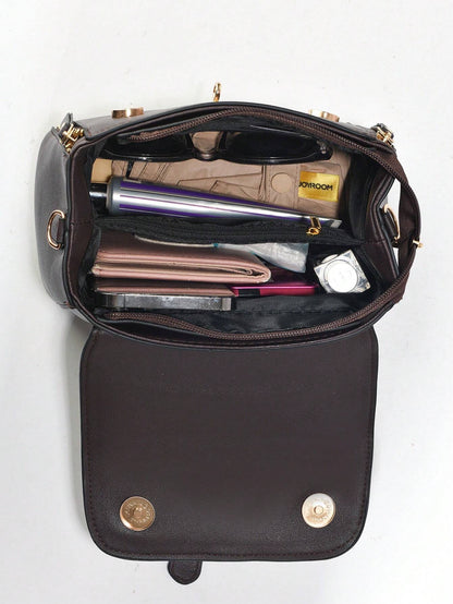 Bolso Cuadrado Café Elegante Para Dama
