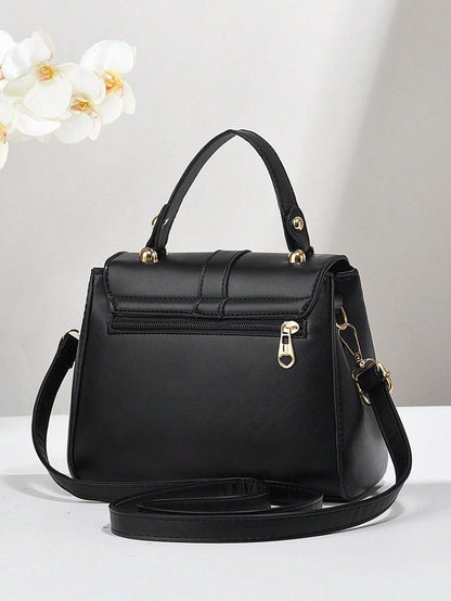 vista trasera del bolso bandolera negro para dama