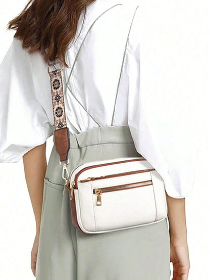 bolso cruzado blanco elegante con correa ajustable