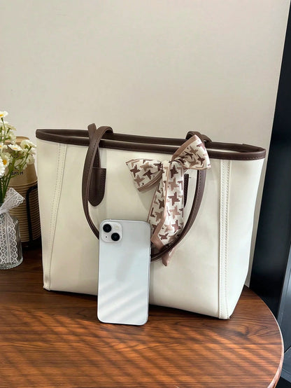 bolso blanco tote para dama con doble asa