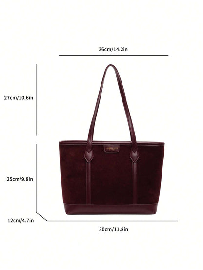 Bolso tote burdeos para mujer con medidas y doble asa larga