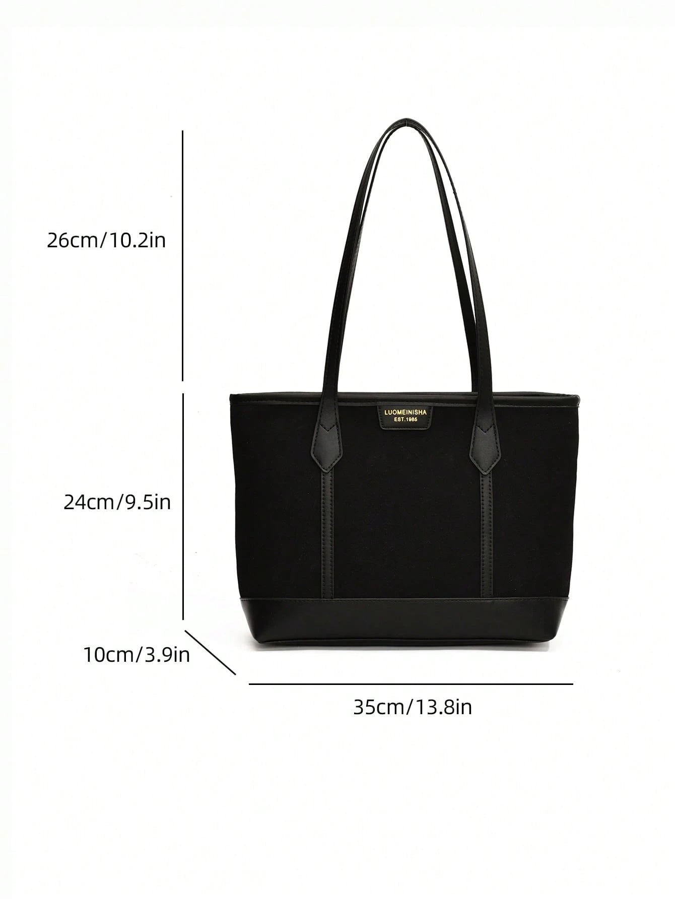 Bolso tote negro para mujer con medidas y diseño minimalista