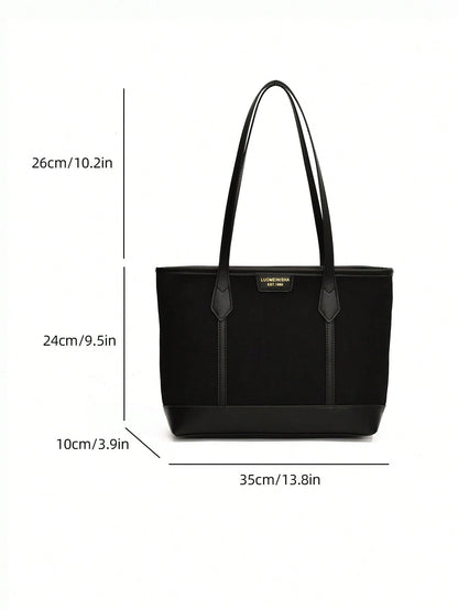 Bolso tote negro para mujer con medidas y diseño minimalista