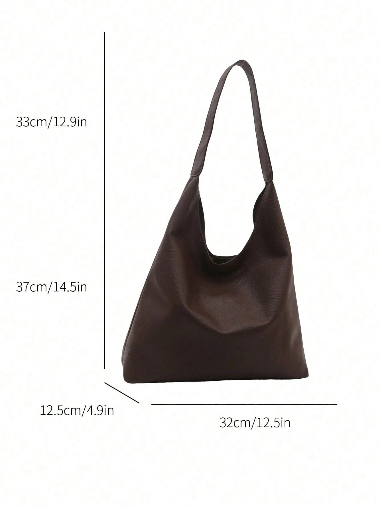 bolso hobo café para mujer detalle de medidas y tamaño