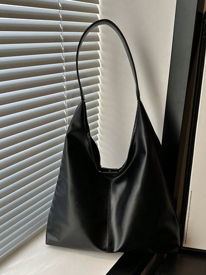 Bolso de hombro negro para mujer con asa larga ajustable