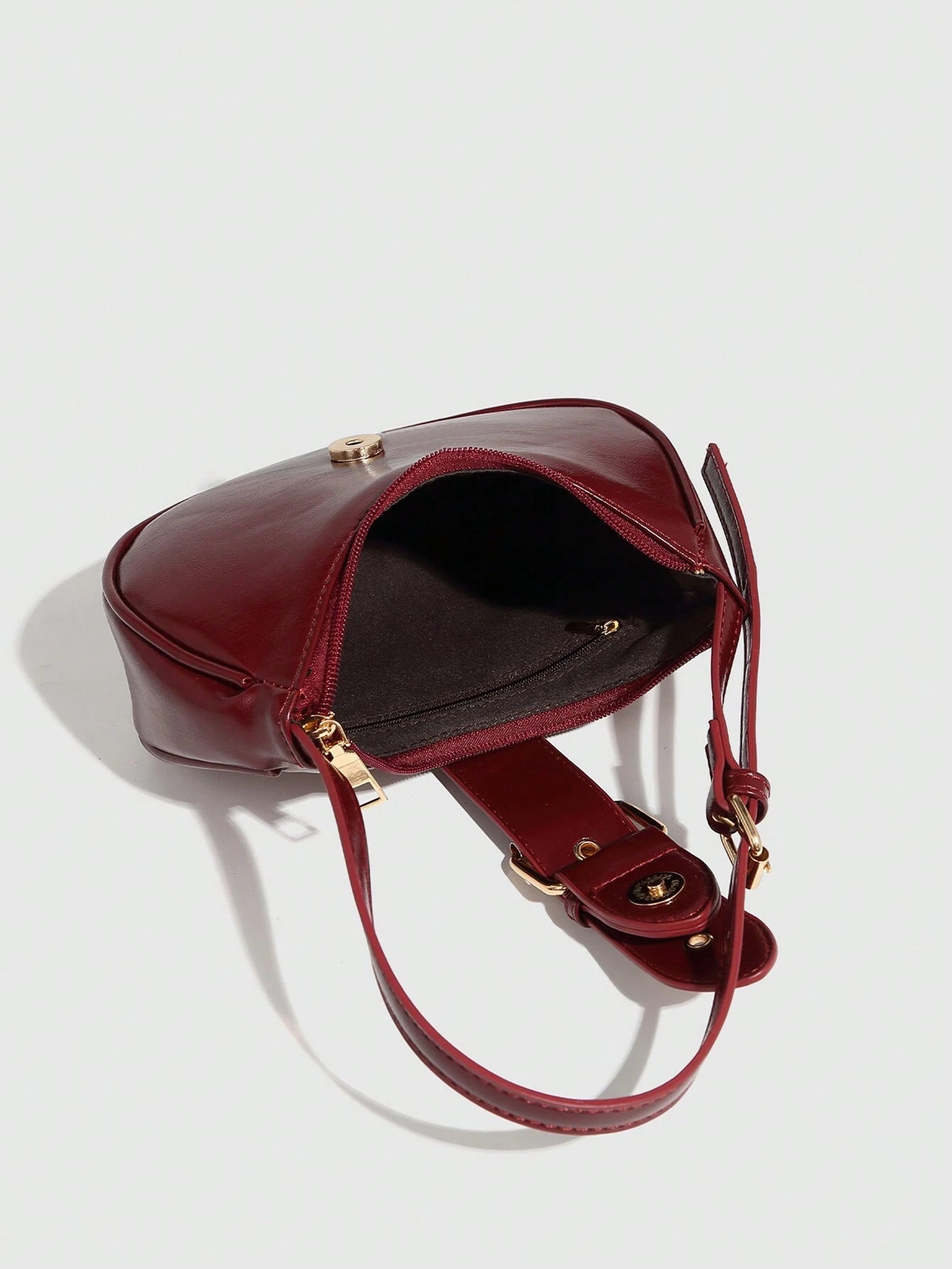Bolso hobo burdeos para mujer con interior y cierre de cremallera