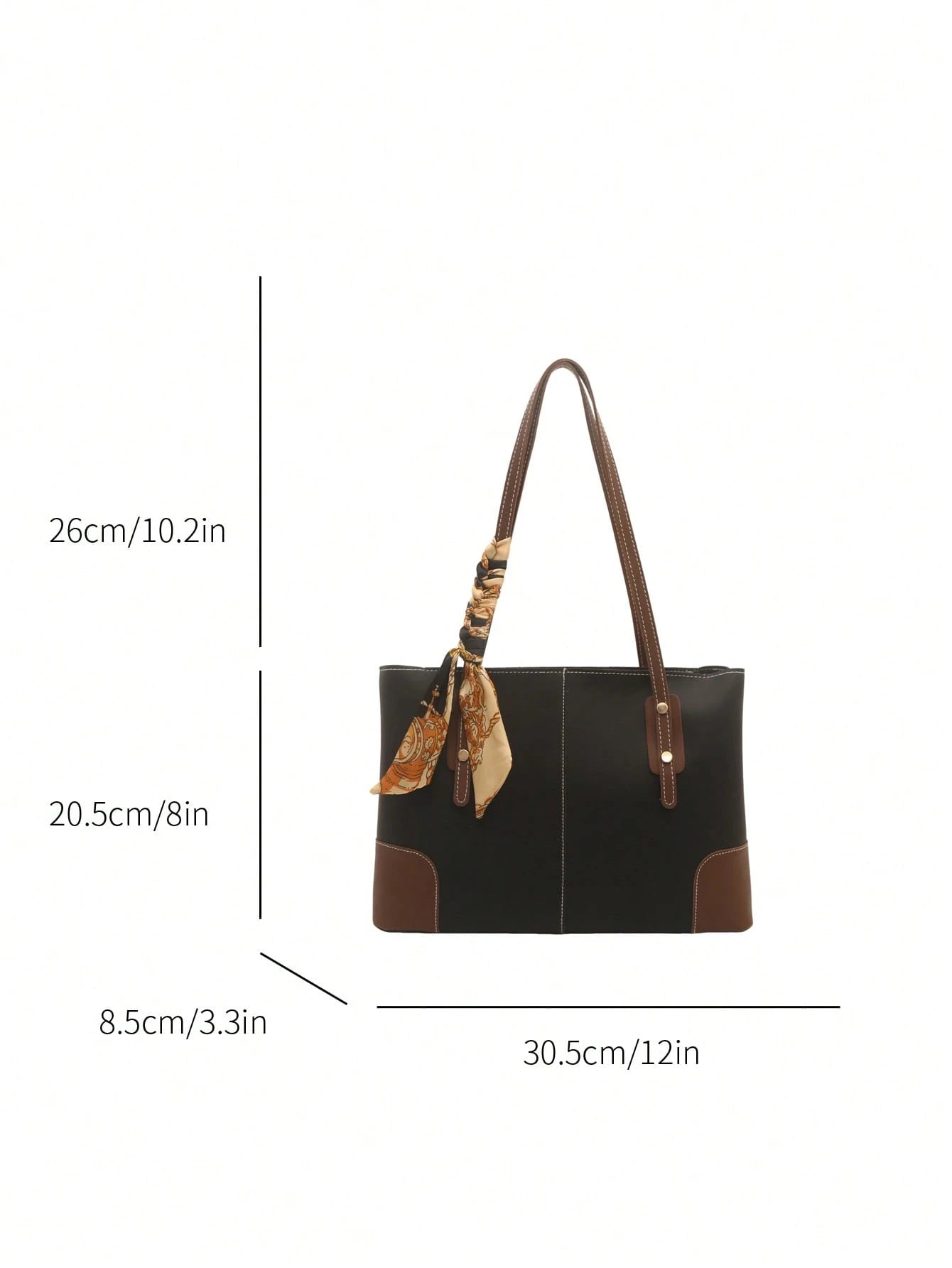 Bolso tote negro para mujer con medidas y diseño elegante