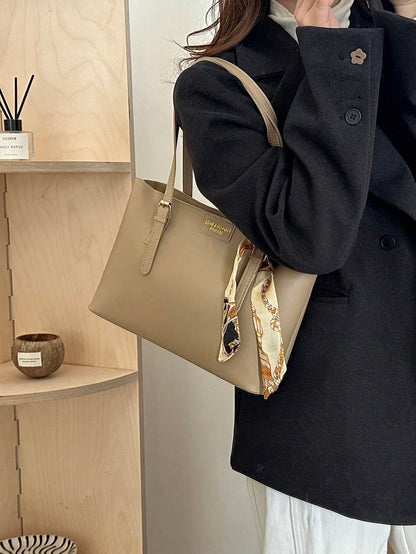 correa doble ajustable del bolso tote caqui