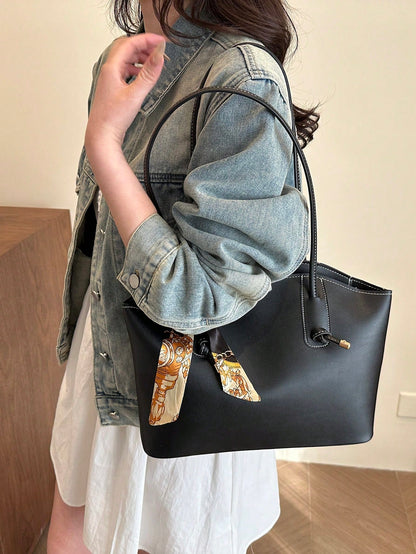 correa doble del bolso tote negro