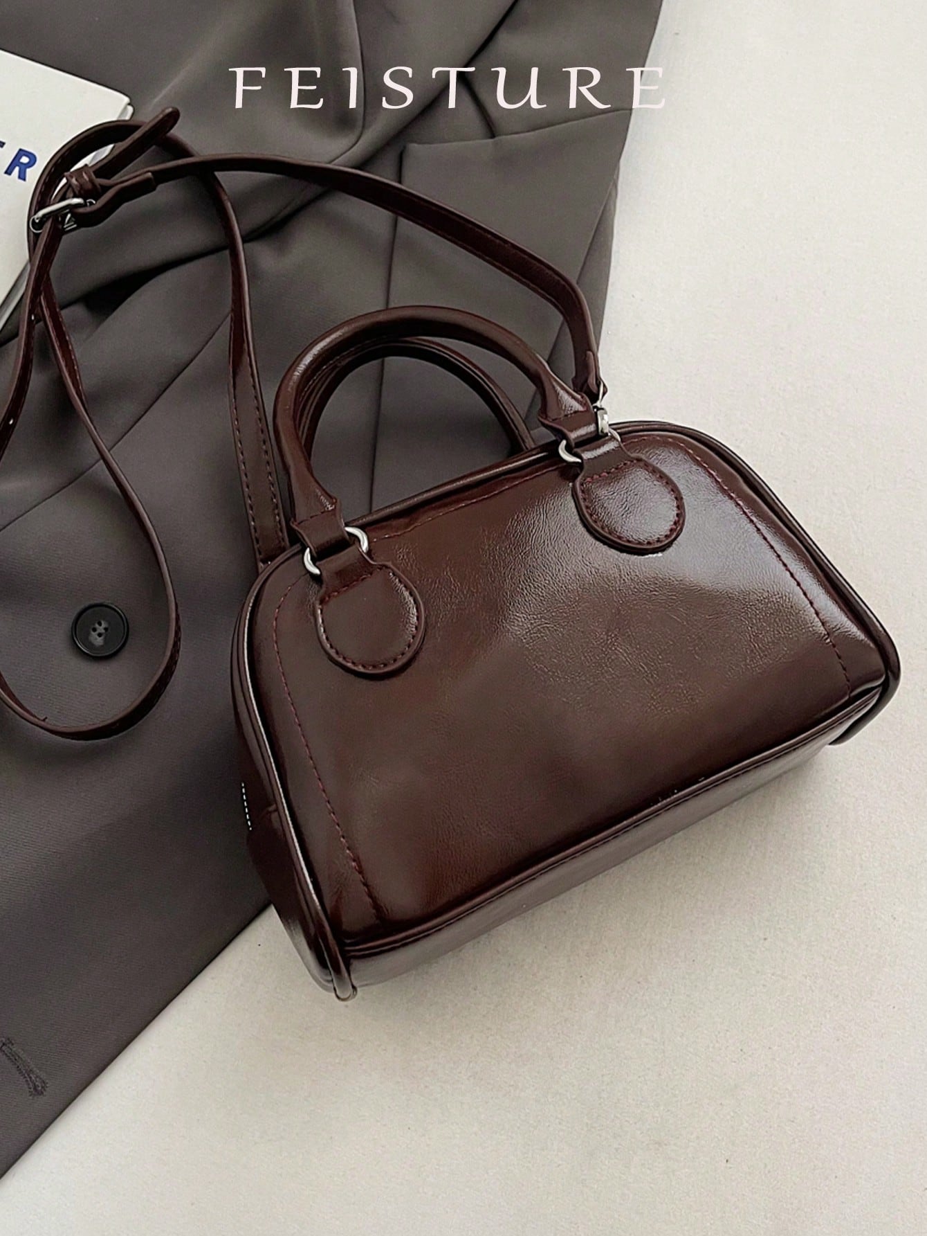 bolso bandolera café elegante para mujer