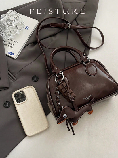 bolso pequeño café estilo retro para dama