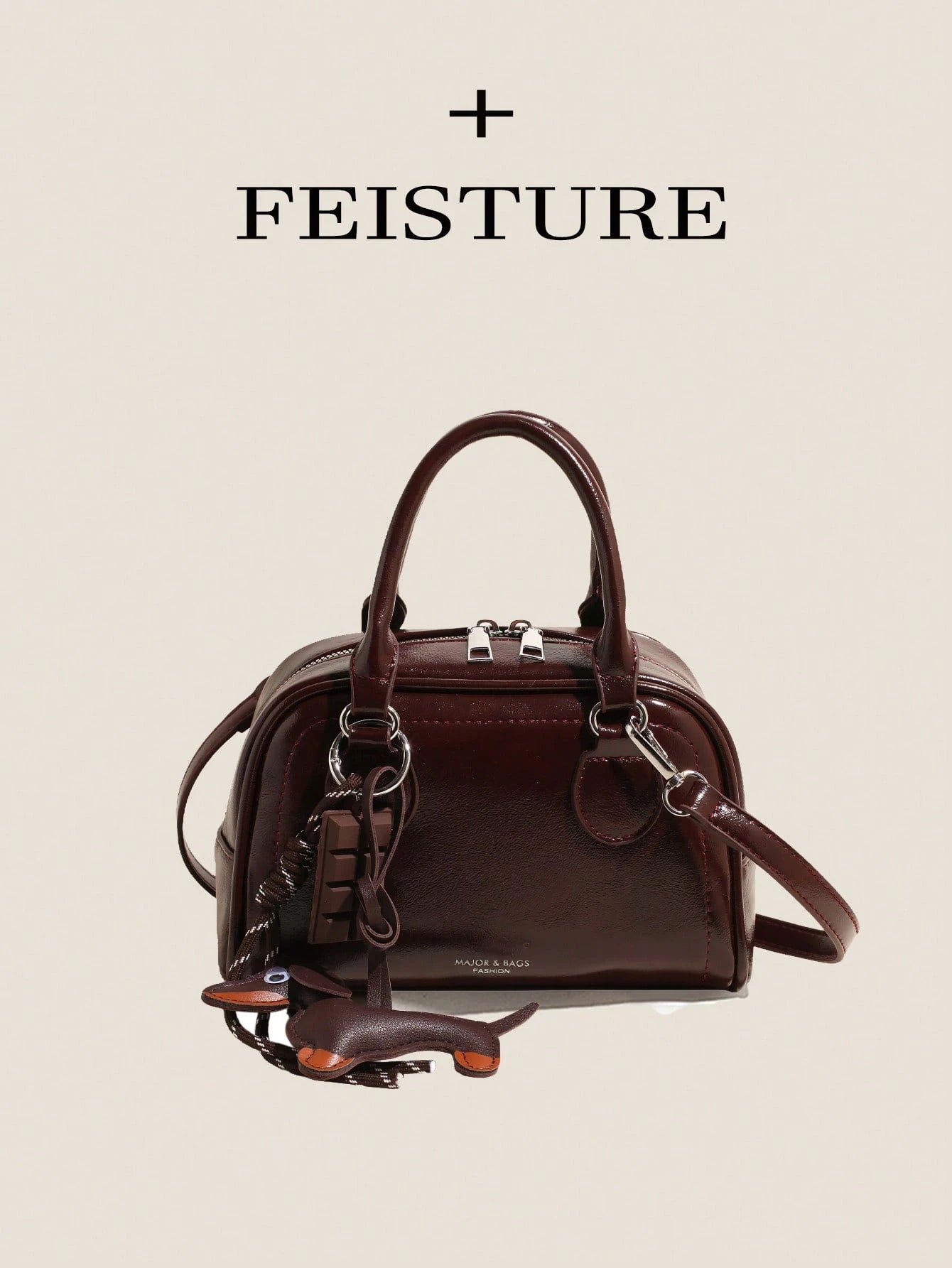 bolso café vintage tipo bowling para dama