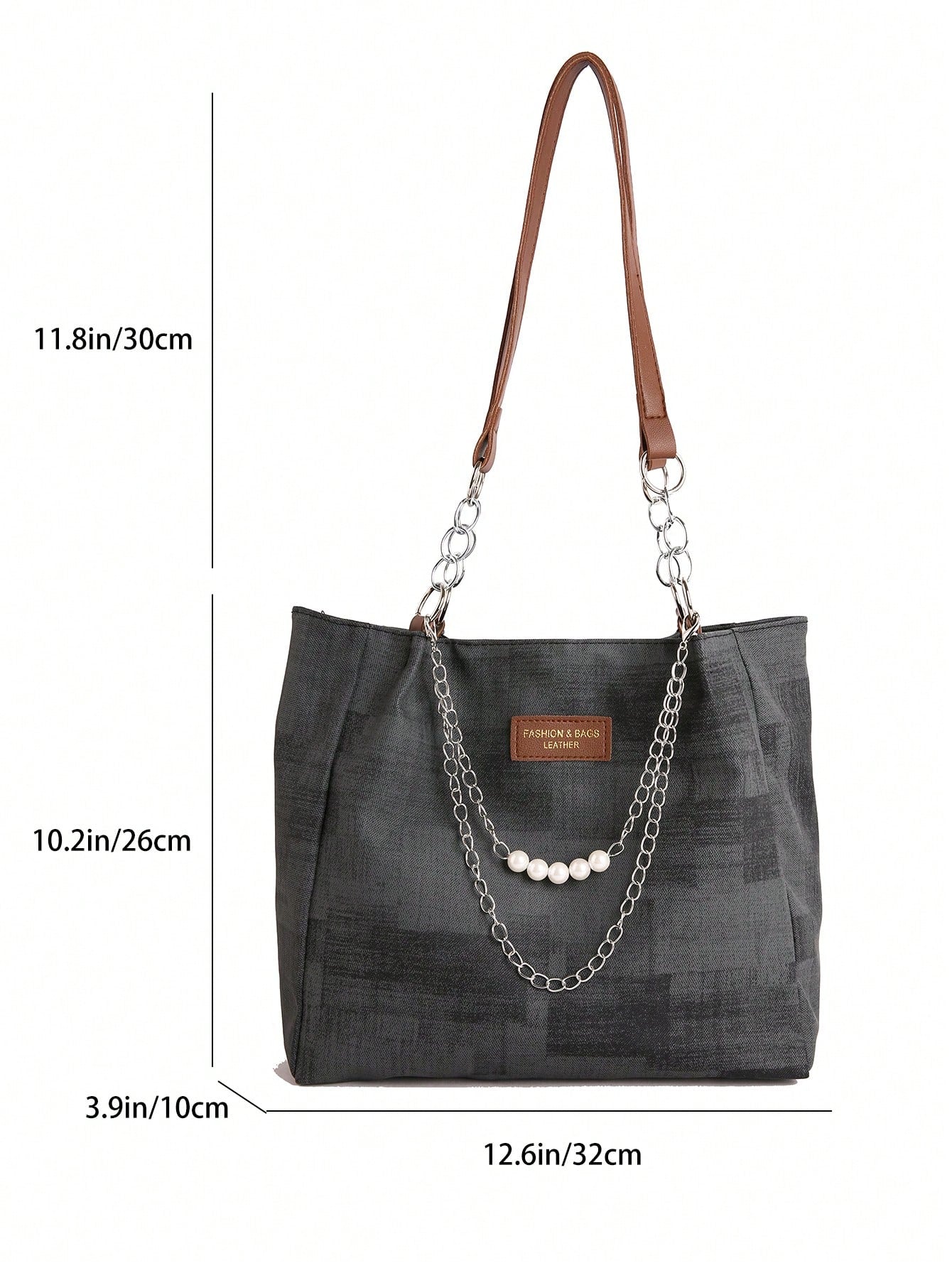 Bolso tote negro para mujer con medidas y asas largas