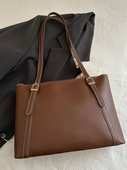 Bolso tote marrón para mujer vista trasera

