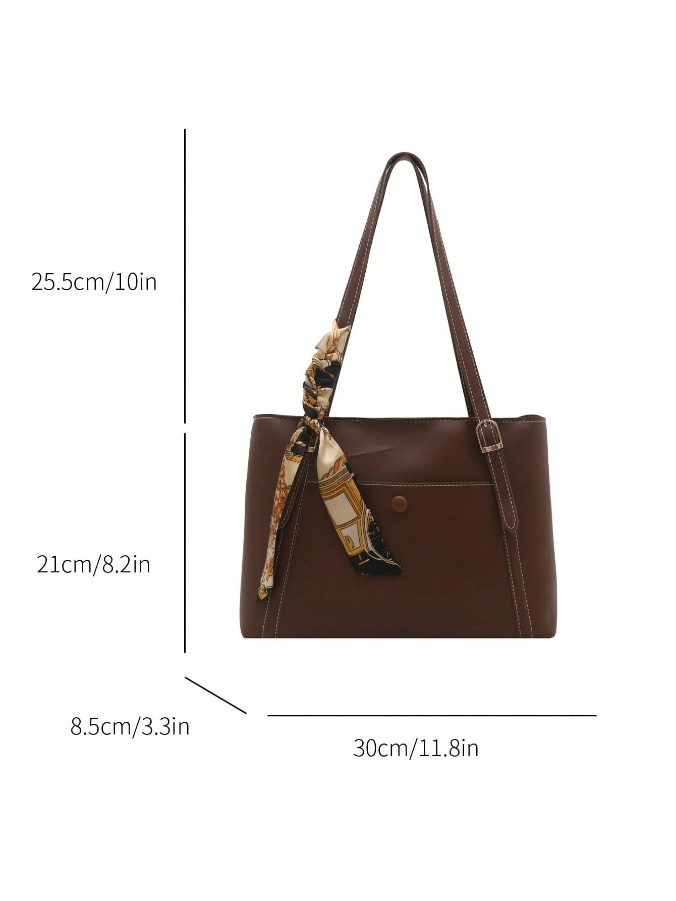 Bolso tote marrón para mujer con medidas del bolso