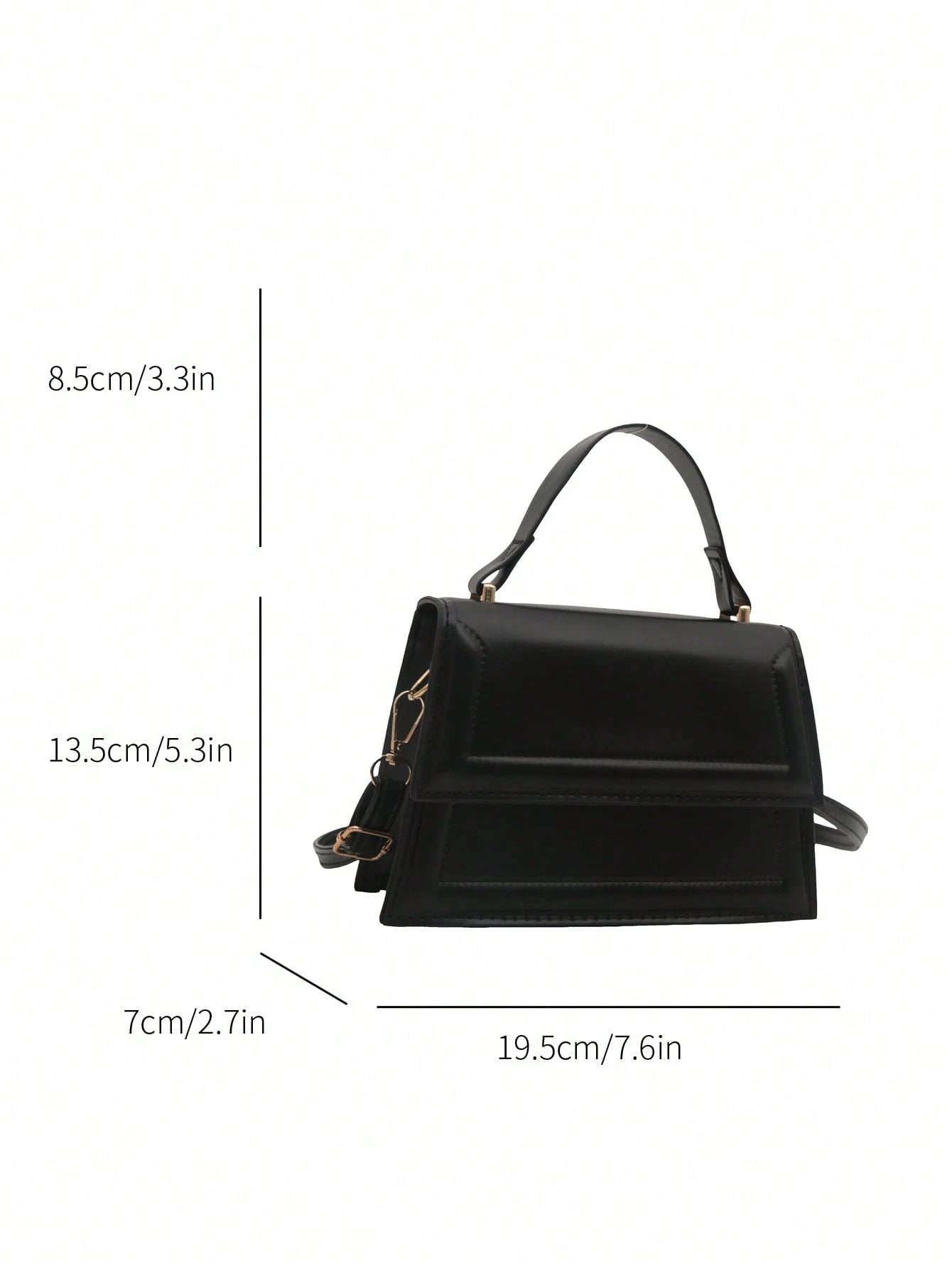 medidas del bolso negro 19.5x13.5x7 cm