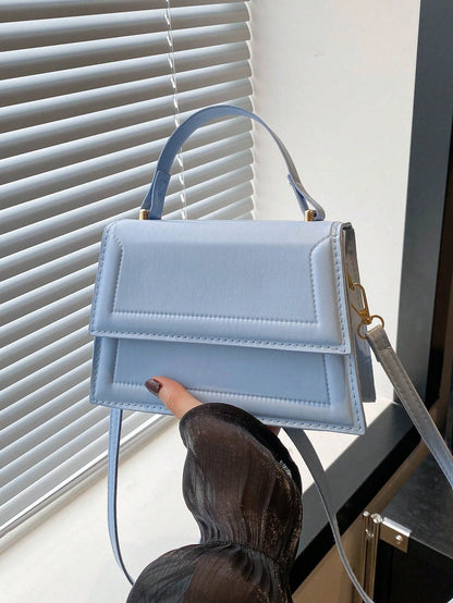 bolso azul mini con solapa para dama