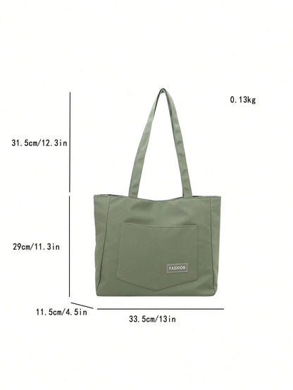 bolso tote verde para mujer detalle de medidas y estructura
