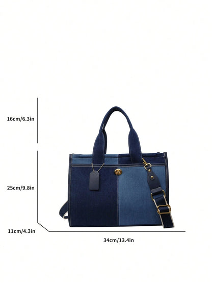 Bolso tote azul para mujer con medidas y gran capacidad
