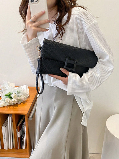 bolso clutch negro para mujer estilo sobre con muñequera