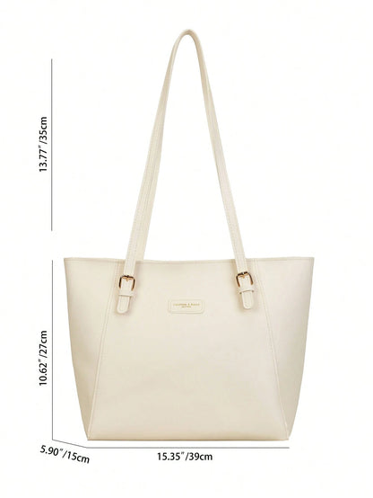 Bolso tote marfil para mujer con medidas de 39 por 27 centímetros