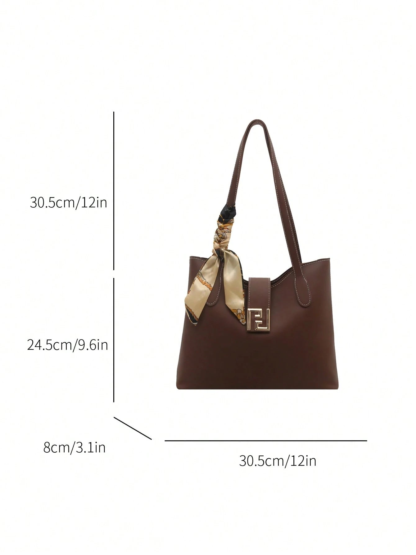 medidas del bolso café 30.5 × 24.5 × 8 cm