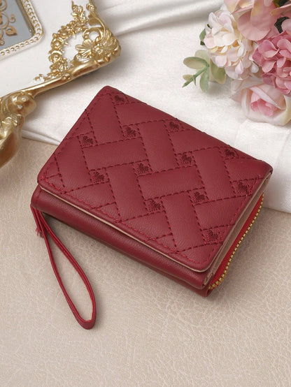 bolso burdeos billetera compacta para dama