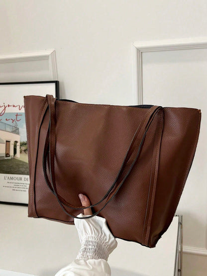 Bolso tote marrón para mujer detalle lateral de gran capacidad