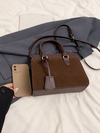 Bolso de mano café para mujer con doble asa