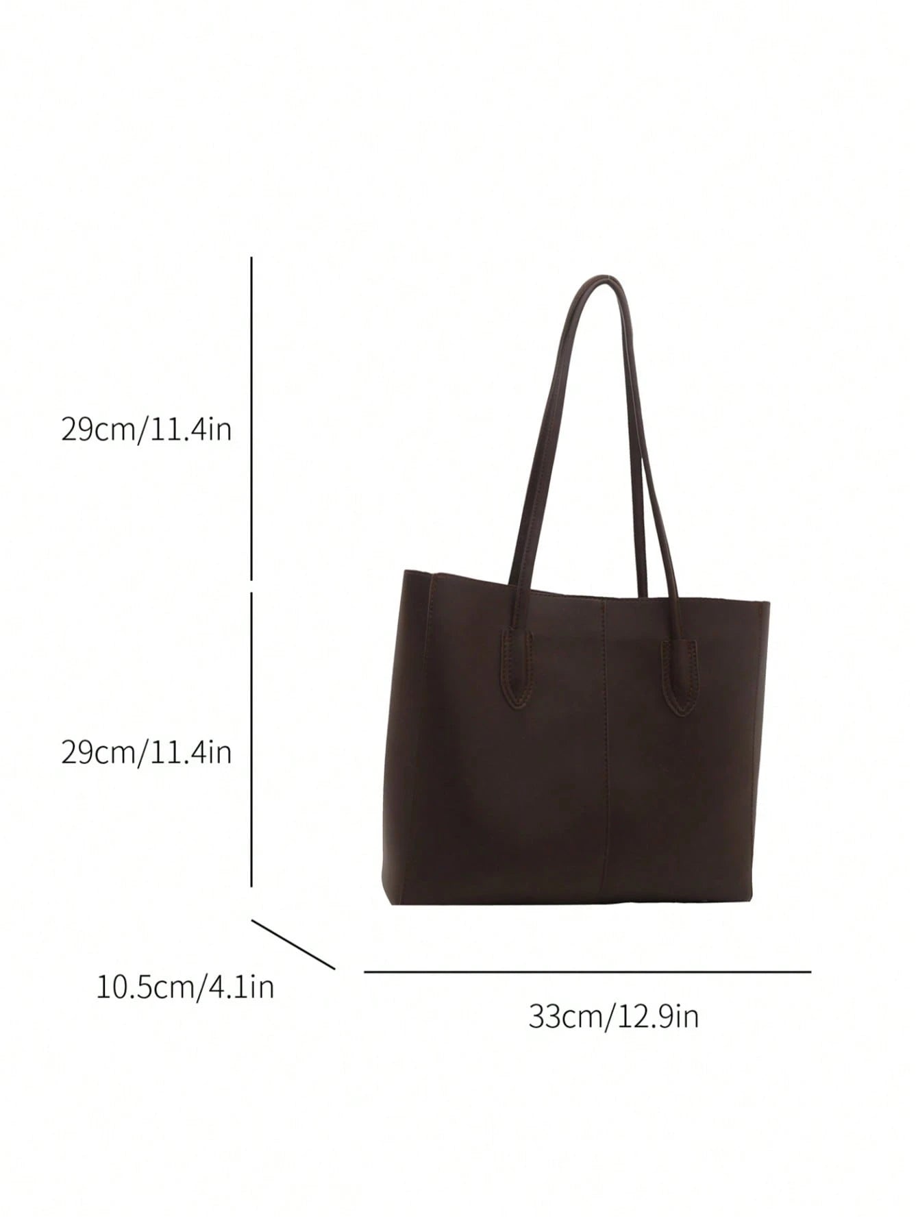 bolso tote café para mujer con medidas y doble asa