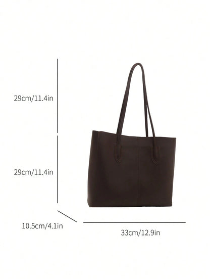 bolso tote café para mujer con medidas y doble asa
