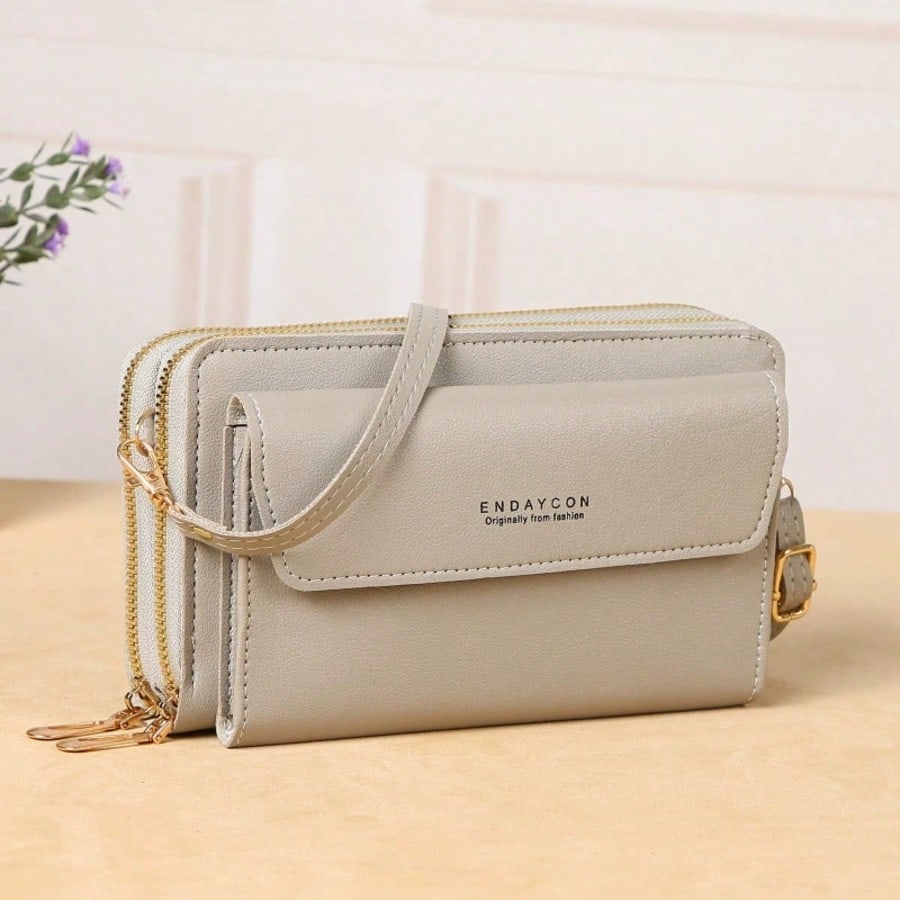 bolso gris crossbody multifuncional para dama