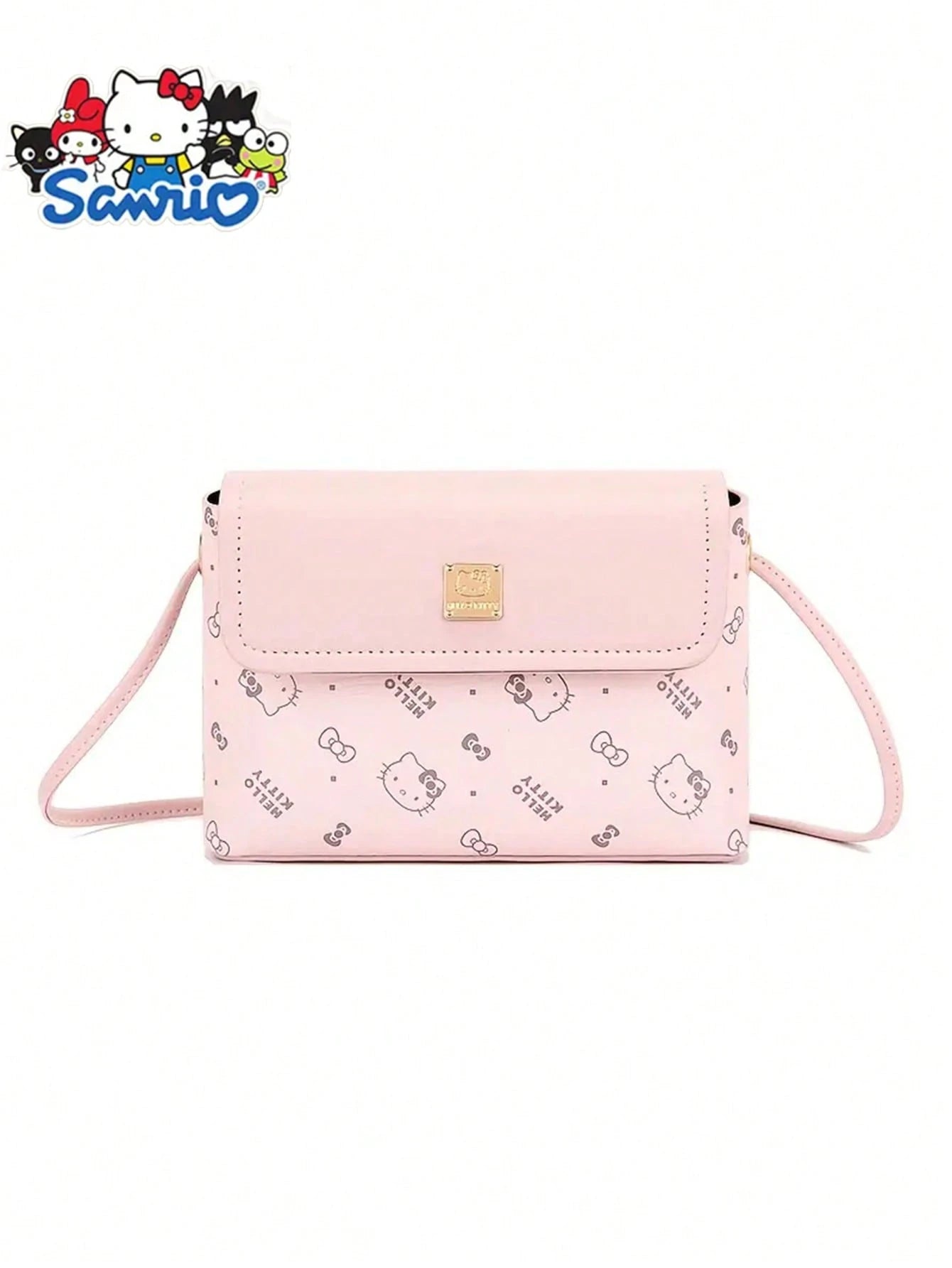 bolso cuadrado rosa hello kitty vista frontal