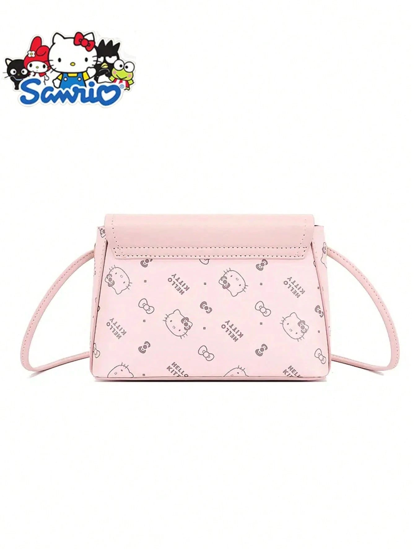 vista trasera del mini bolso hello kitty rosa