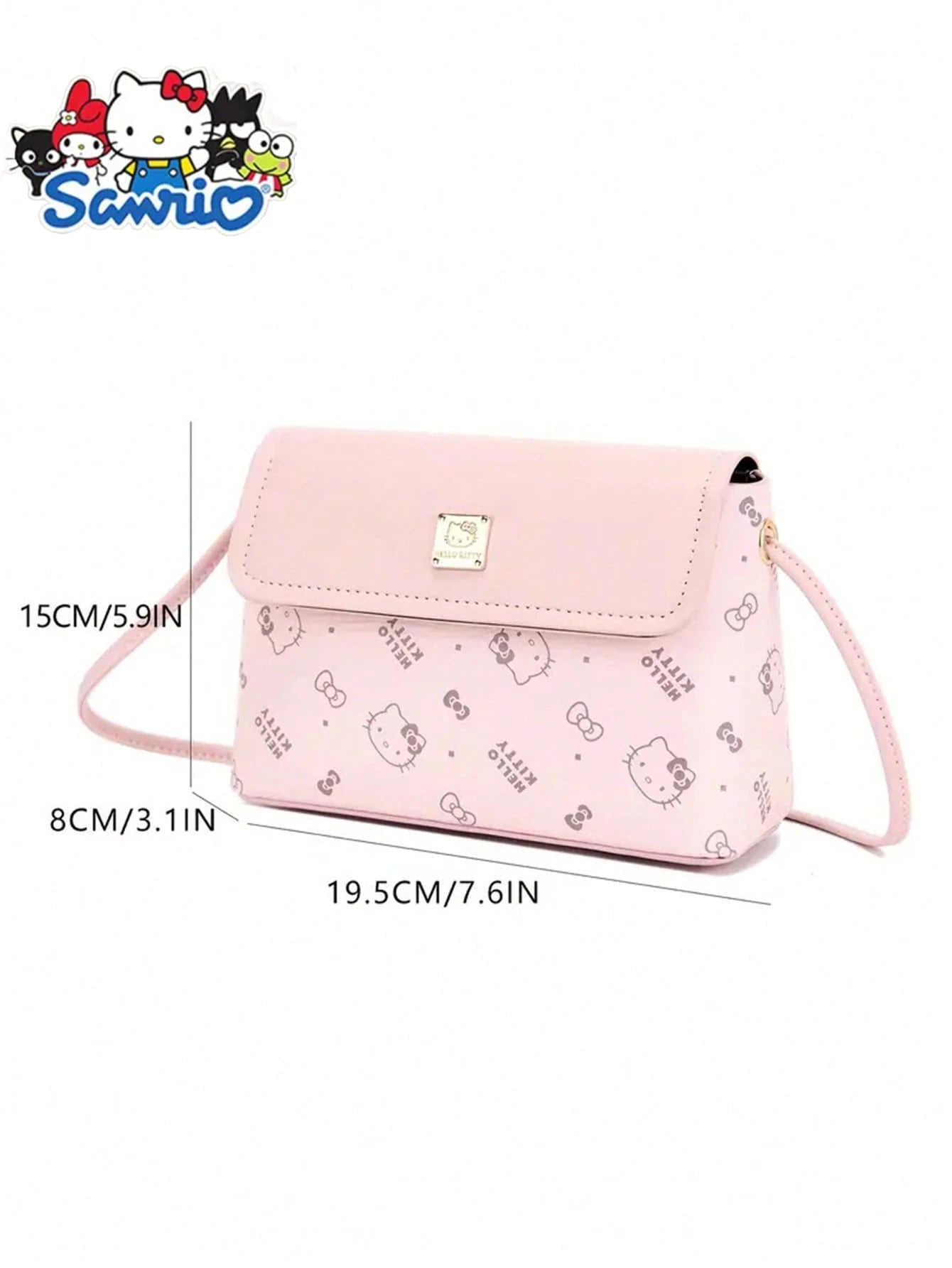 medidas del mini bolso rosa hello kitty 19.5×15×8
