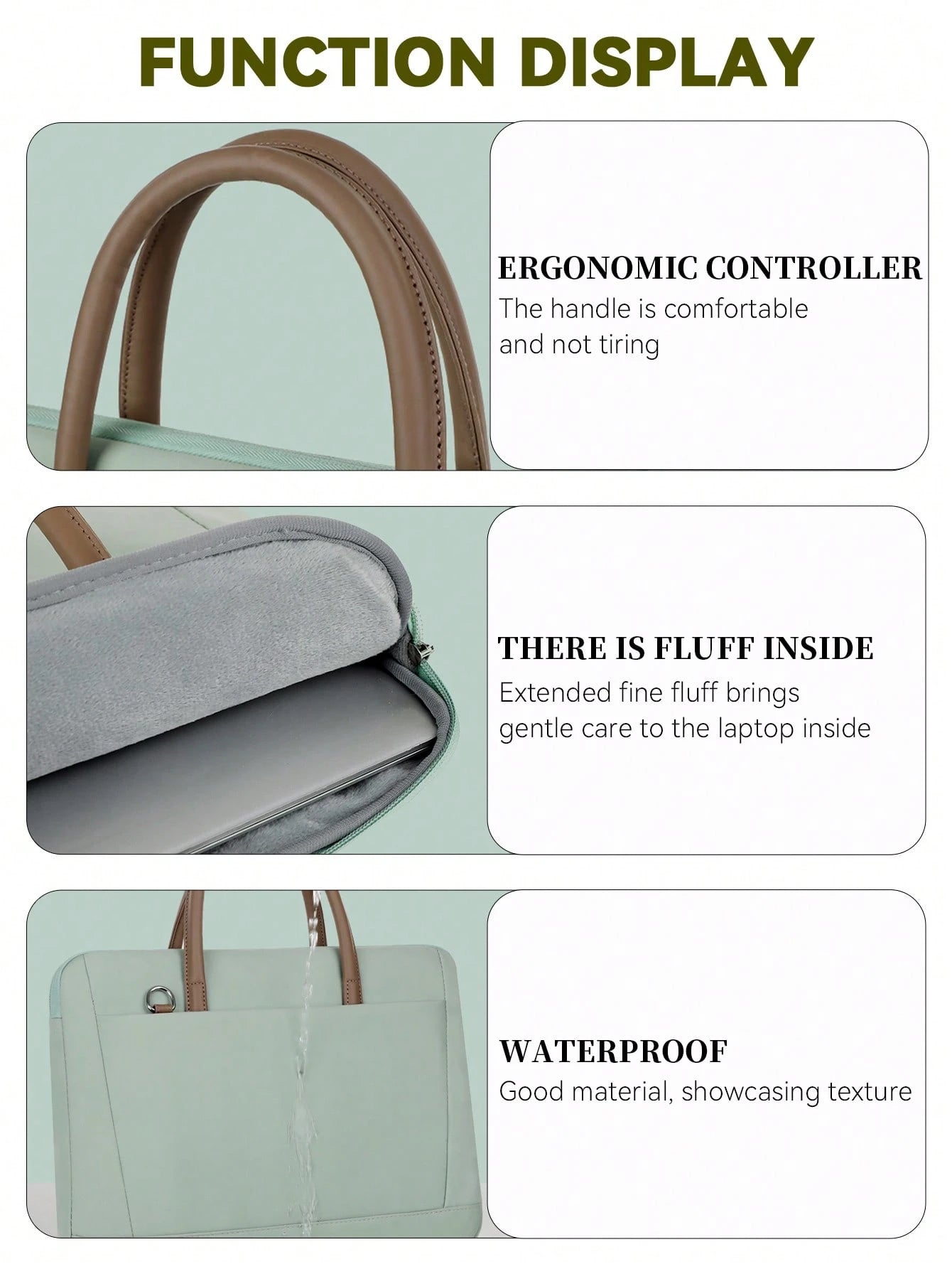 Maletín para laptop beige para mujer detalle del interior acolchado