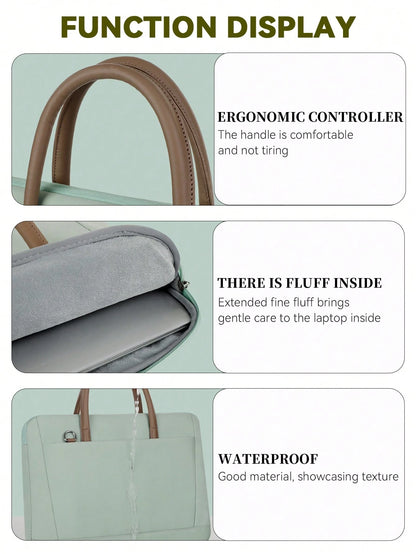 Maletín para laptop beige para mujer detalle del interior acolchado