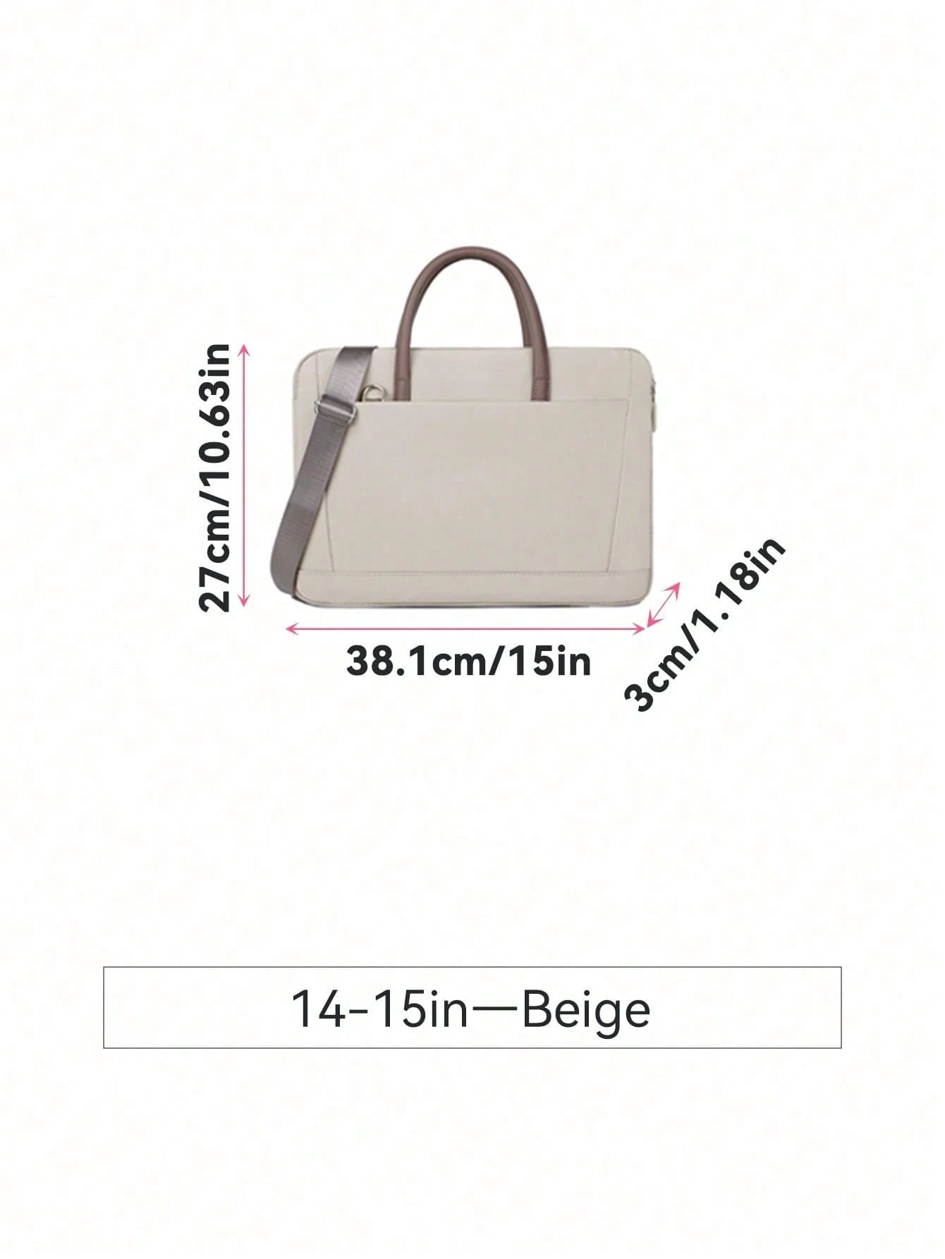 Maletín para laptop beige para mujer con medidas para equipos de 14 a 15 pulgadas