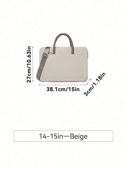 Maletín para laptop beige para mujer con medidas para equipos de 14 a 15 pulgadas